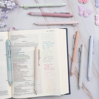 BLIEVE - Pastel Colored Gel Pens With Cool Matte Finish, Aesthetic and Cute Pens With Smooth Writing For Journaling And Bible Note Taking No Bleed Through, Cute School Supplies 8 Pack