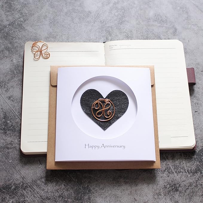 Personalized Initial Copper Card, Copper Initial, Anniversary Card for Her, Couple, Gift for Her (X)