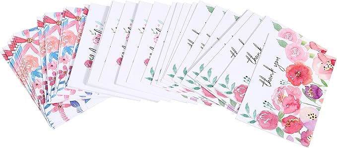 Amazon Basics Thank You Cards and Envelopes, 48 Count, Floral
