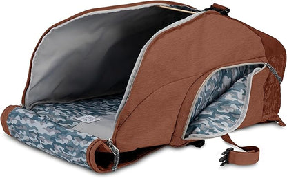 Skyway Luggage Rainier Weekender Backpack, Eco-Friendly, Made of 100% rPET Travel Laptop Bag for Women & Men, Flight Approved Carry On Bag, 43L, Moab Red