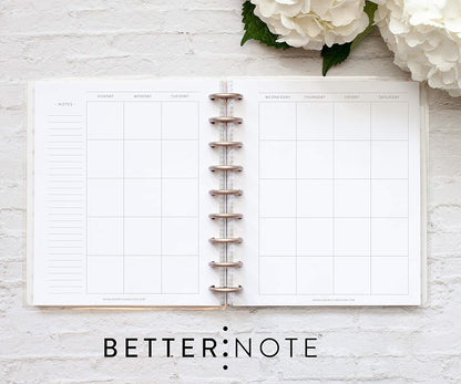 BetterNote Horizontal Undated Calendar Refill Pages for Disc Notebook, fits The Happy Planner, Discbound Levenger Circa, Staples Arc, TUL (Classic- 6 months, 9-Disc, 7"x9.25")
