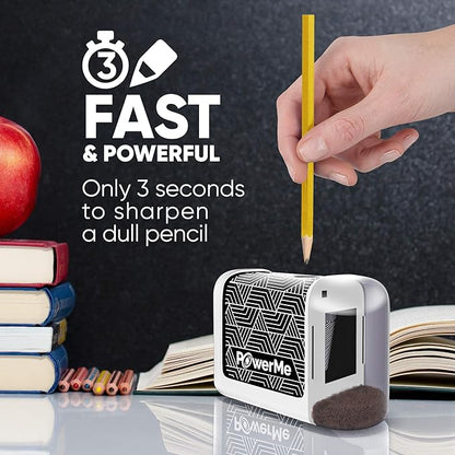 Electric Pencil Sharpener - Pencil Sharpener Battery Powered for Kids, School, Home, Office, Classroom, Artists – Battery Operated Pencil Sharpener For Colored Pencils, Ideal For No. 2 (White)