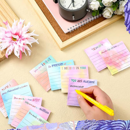Yinder 24 Pcs Inspirational Sticky Notes with Lines Cute Motivational Sticky Notes Pad Employee Appreciation Gifts Bulk for Teacher Nurse Coworkers Office Supplies 3 x 3''(Watercolor,Appreciation)