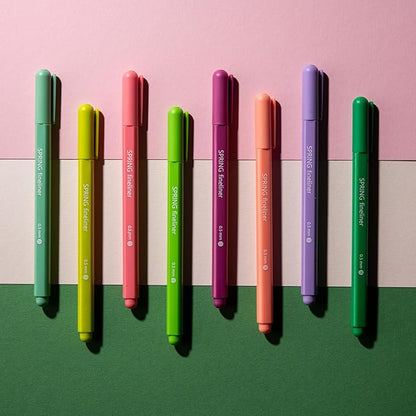 DIVERSEBEE Fine Tip Pens, 8 Bible Pens No Bleed Through, Assorted Fine Point Pens for Journaling, 0.5mm Fineliner Markers, Bible Study Journaling Supplies, Bible Accessories (Spring)