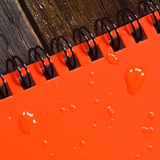 Rite in the Rain Weatherproof Side Spiral Notebook, 4.625" x 7", Orange Cover, Universal Pattern, 3 Pack (No. OR73L3)