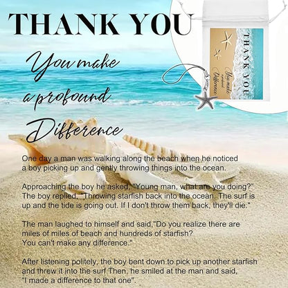 Employee Appreciation Gifts Bulk 30 Starfish Story Card Thank You Gifts for Coworkers You Make a Profound Difference Notecards Teacher Volunteer Nurse Appreciation Gift(Silver)
