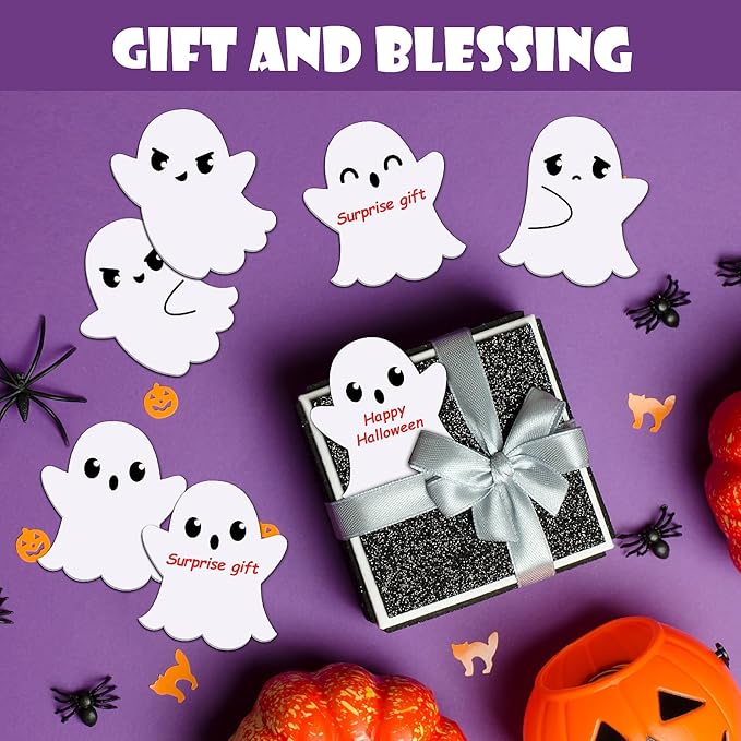 48Pcs Halloween Ghost Sticky Notes Self-Adhesive Halloween Cute Ghost Note Pads Removable Ghost Memo Notes for Halloween School Office Home Students Teachers Present