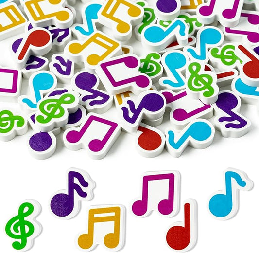 CJiangpo 60Pcs Music Mini Eraser for Kids Bulk - Musical Note Pencil Rubber Eraser Novelty 3D Desk Puzzle Music Themed Birthday Party Favors Filler Kids Back to School Classroom Prizes Gifts