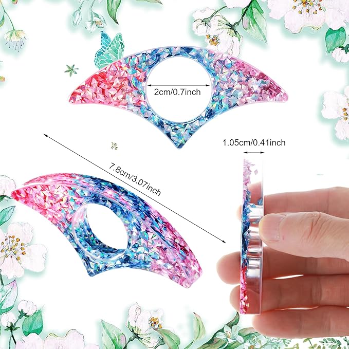 Rhinestones Book Page Holder, Glitter Crystal Thumb Book Holder, Sector Resin Book Opener Handmade Thumb Bookmarks Reading Accessories for Birthday Party Wedding Gifts(Pink Blue)