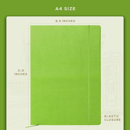 BEECHMORE BOOKS Lined Journal Notebook, 8.5 x 11.5 inch, A4 160 Lined Pages, Hardcover Leather Journals for Women, Men, Writing and Notebooks for Work - 120 GSM Thick Paper, Gifts Box Included