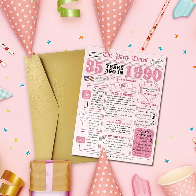 35th Birthday Decorations for Women，35th Birthday Gifts for Women，35 Bday Card，35 Year Old Bday Gifts for Wife Daughter Sister Girlfriend Family Friends Bestie Coworker