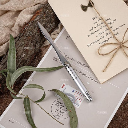 AUEAR, Silver Metal Letter Opener Hand Envelope Slitter for Office Home Supplies
