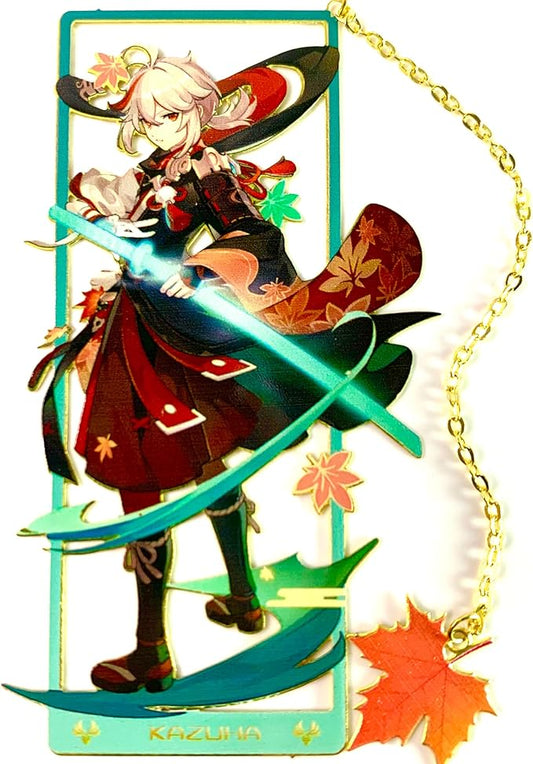 Genshin Impact Kazuha Brass Bookmarks with 3D Display Box for Women Men Sisters Friends - Birthday Gifts for Book Lovers - Zllada