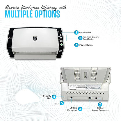 FI-6130 FUJITSU Document Scanner Bundle - 1 Year Warranty - Fujitsu Document Scanner with 24V AC Adapter, USB 2.0 Cable & Microfiber Cleaning Cloth (Renewed)