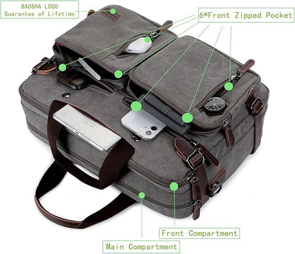 BAOSHA Convertible Briefcase Backpack 17 Inch Laptop Bag Case Business Briefcase HB-22