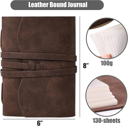 Leather Journal Notebook, 6x8 Inches Leather Bound Journal Vintage Notebook Personal Journal for Writing