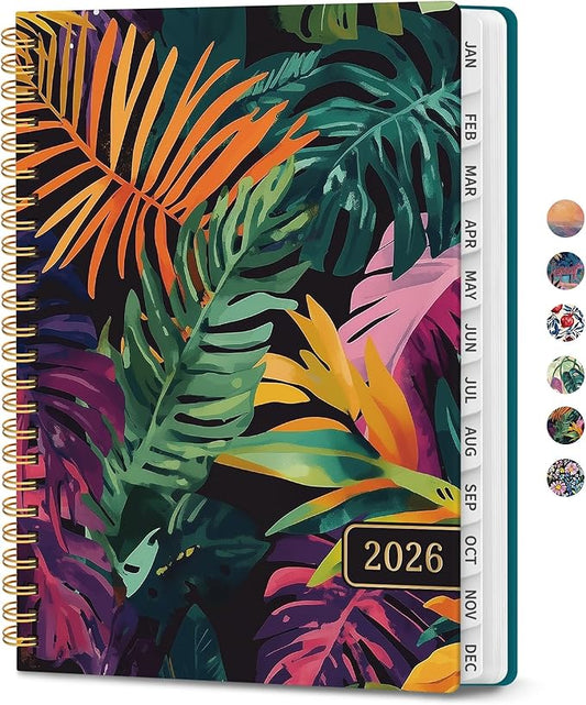 2026 Planner, Aesthetic Weekly and Monthly Planner for Women, Jan 2026 to Dec 2026, Hardcover 2026 Calendar Book with Monthly Tabs, Inner Pocket, Perfect for Office Home School - A4 (8.5" x 11"), Tropical Palms