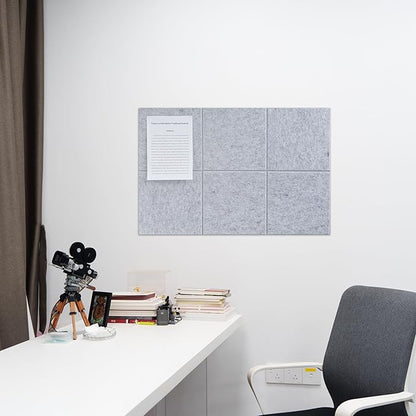 Large Felt Bulletin Board(36" x 24"),Cork Board Alternative,6 Pack Felt Wall Tiles with Safe Removable Adhesive Tabs,Notice Pin Board/Message Board/Vision Board for Office, School & Home