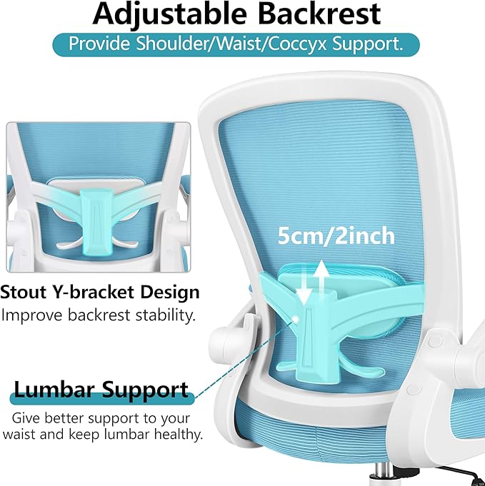 FelixKing Office Chair, Ergonomic Desk Chair Breathable Mesh Chair with Adjustable High Back Lumbar Support Flip-up Armrests, Executive Rolling Swivel Comfy Task Computer Chair for Home Office