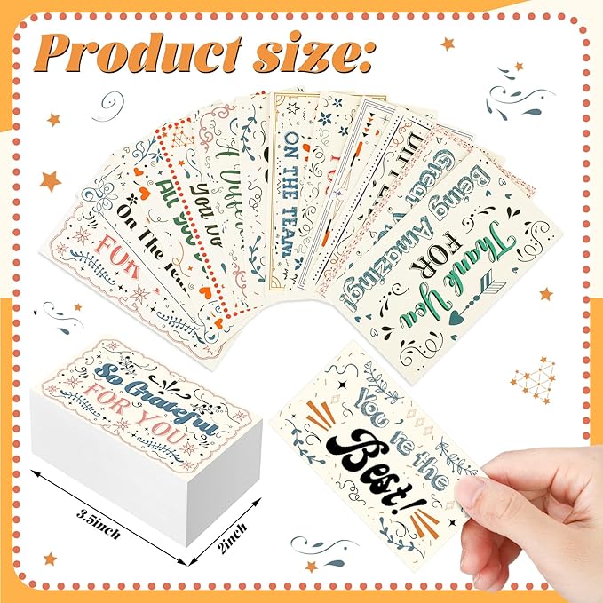 Yeaqee 240 Pcs Employee Appreciation Kudos Cards Funny Blank Back Motivational Card Encouragement Thank You Note Recognition Card for Teacher College Affirmation Gift(Drawing)
