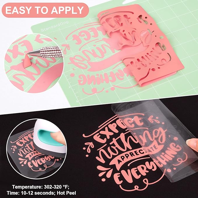 VINYL FROG Heat Transfer Vinyl Roll HTV Vinyl - 12"x5ft Coral Iron on Vinyl for T-Shirts, Heat Press Vinyl for DIY Craft Designs (Coral)