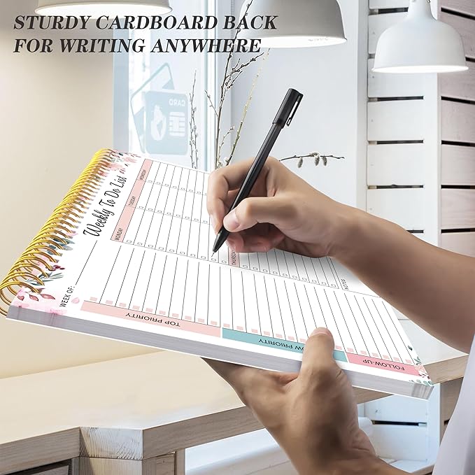 Weekly To Do List Notepad with 52 Undated Sheets（8.5"×11"）- Undated Weekly Desk Planner for Women & Man, School/Office Supplies - Whispering Petal