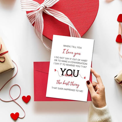 Ogeby Valentines Day & Anniversary Card for Couples, Romantic Greeting Card with Red Envelope, I Love You Card for Husband Wife, Boyfriend Girlfriend