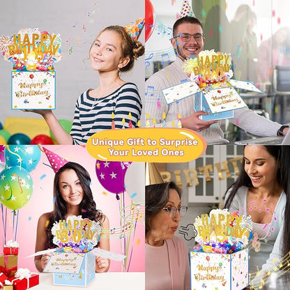 Tnvee 45TH Birthday Cards with Lights & Music & Candle, 3D Large Pop Up Happy Birthday Cards for Women Man Greeting Cards Decorations for 45 Years Old Mom Dad Wife Husband Friend