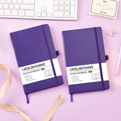 Ruled Notebook/Journal - Classic Lined Journal/Notebook, 5.3'' x 8.26'', Hardcover with Thick Paper, Banded + Pen Holder +Inner Pocket - Periwinkle