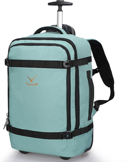 Hynes Eagle Rolling Backpack 42L Backpack with Wheels Airline Approved Carry on Luggage Laptop Travel Backpack for Women Men Mint Green