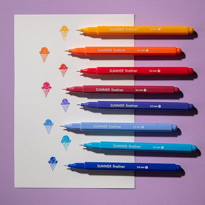 DIVERSEBEE Fine Tip Pens, 8 Bible Pens No Bleed Through, Assorted Fine Point Pens for Journaling, 0.5mm Fineliner Markers, Bible Study Journaling Supplies, Bible Accessories (Summer)