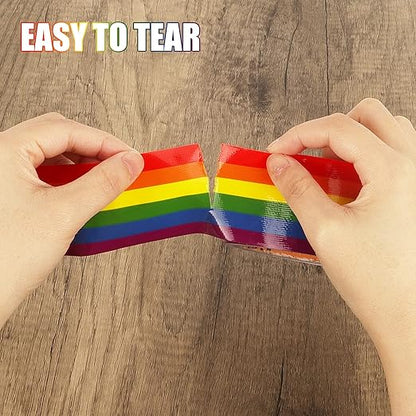 Duct Pride - Rainbow Tape | 1.88 in x 10 yds a Roll | Vibrant Bright Colors | Easy to Tear by Hand | Arts & Crafts | DIY Projects | Gay Progress Stripe Flag LGBTQ+ Parade Gift Decorations