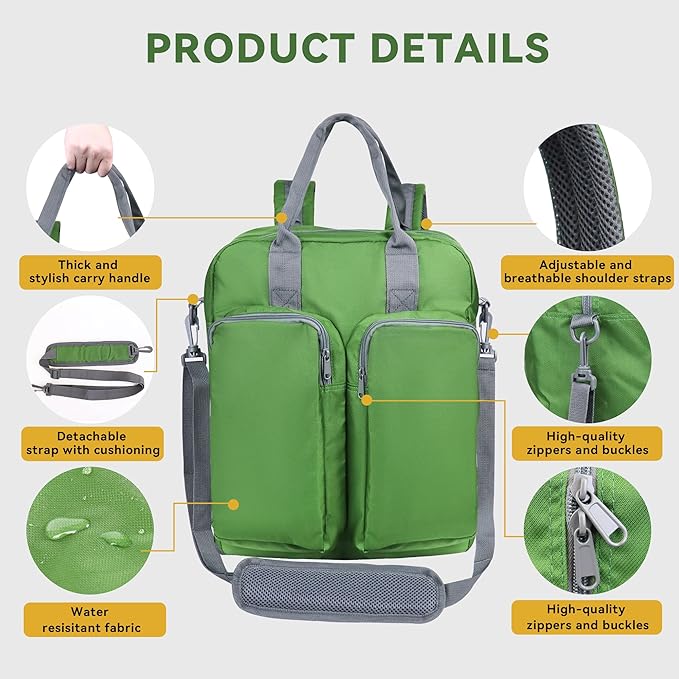 Zavothy Large Tote Bag for Women with Laptop Compartment Teacher Backpack for Women College Backpack for Men Business Work Computer Backpack fits 17 Inch Green