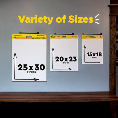 Post-it Super Sticky Easel Pad, 25 x 30 Inches, 30 Sheets/Pad, 6 Pads, Large White Premium Self Stick Flip Chart Paper, Super Sticking Power (559VAD6PK)