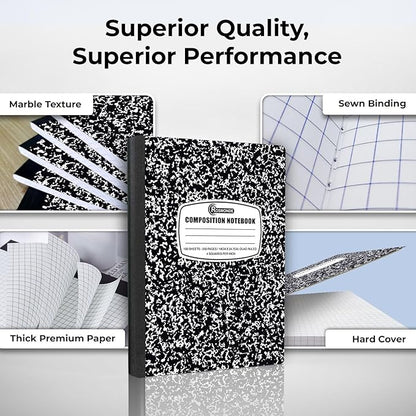 1000 Pack (Pallet) Composition Notebooks Bulk, Quad Ruled, Pallet of Composition Notebooks, 200 Pages (100 Sheets), 9-3/4 x 7-1/2, Bulk Notebooks for School & College, 4-7 Days Transit