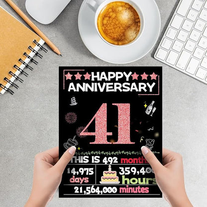 Joycard 41st Anniversary Card for Women, Wedding Card for Wife, Sweet Marriage Decorations Gifts for Couple, Perfect for Her on Anniversary Day, Back in 1984