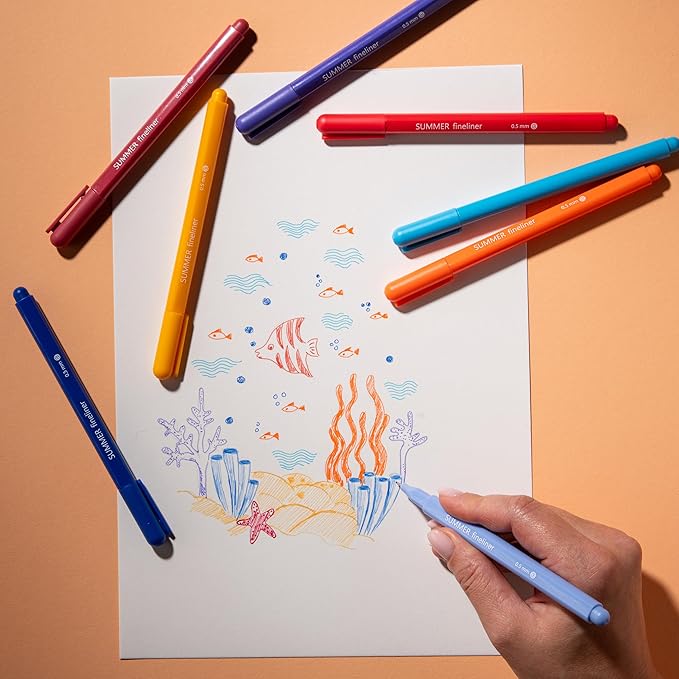 DIVERSEBEE Fine Tip Pens, 8 Bible Pens No Bleed Through, Assorted Fine Point Pens for Journaling, 0.5mm Fineliner Markers, Bible Study Journaling Supplies, Bible Accessories (Summer)