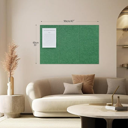 Large Felt Bulletin Board(36" x 24"),Cork Board Alternative,6 Pack Felt Wall Tiles with Safe Removable Adhesive Tabs,Notice Pin Board/Message Board/Vision Board for Office, School & Home