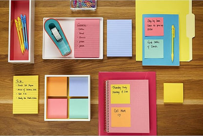 Post-it Super Sticky Notes, 3x3 in, 6 Pads/Pack, 90 Sheets/Pad, Amazon Exclusive Bright Color Collection, Aqua Splash, Acid Lime, Tropical Pink, Sunnyside, Guava and Iris Infusion