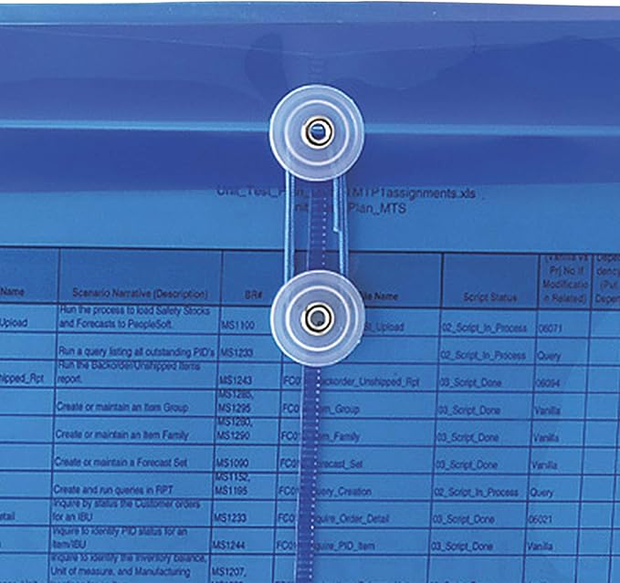 Smead Poly Envelope, 1-1/4" Expansion, String-Tie Closure, Side Load, Letter Size, Blue, 5 per Pack (89522)