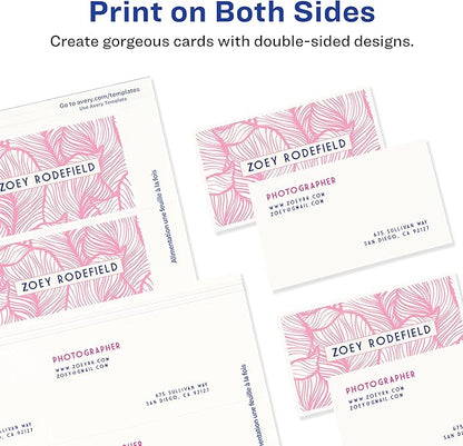 Avery Clean Edge Printable Business Cards with Sure Feed Technology, 2" x 3.5", White, 2,000 Blank Cards for Laser Printers (5870)