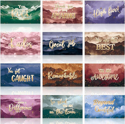 Yeaqee 240 Pcs Employee Appreciation Kudos Cards Funny Blank Back Motivational Card Encouragement Thank You Note Recognition Card for Teacher College Affirmation Gift(Scenery)