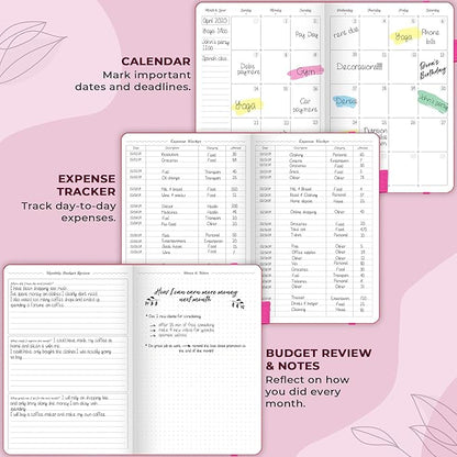 GoGirl Budget Planner – Monthly Financial Planner Organizer Budget Book. Expense Tracker Notebook Journal to Control Money, A5 (Hot Pink)