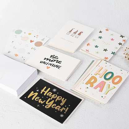KIBAGA Beautiful Greeting Cards Set of 60 with Envelopes & Stickers - Tasteful Assorted Blank Note Cards - Perfect Get Well, Congratulations, Holiday & More Stationary Cards For All Occasions