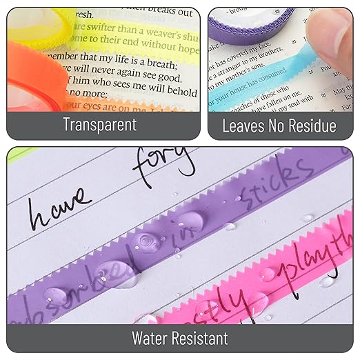 Mr. Pen- Highlighter Tape, 12 Rolls, 0.31" x 16.5 ft, Bible Highlighter Tape, Colorful Highlighter Strips, Transparent Highlighter Tape Removable for Books, Highlighting Tape, Highlight Tape