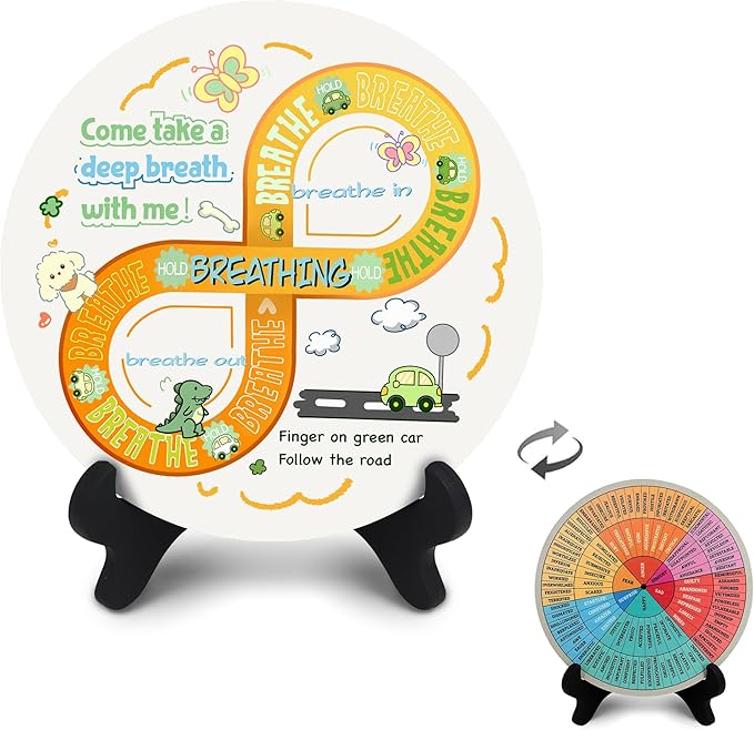 Feelings Wheel, Double-Sided Emotion Wheel with Stand, Counseling Office Must Have, Feelings Wheel Suitable for Therapy Office Decor School Counseling Office Must Have (8Z, 1)