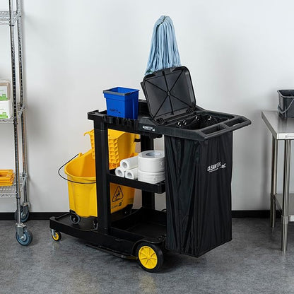 Restaurantware-Janitor CART Bag ONLY: Clean Tek Professional 16.93 x 10.63 x 29.53 Inch Janitorial Cart Bag, 1 Heavy-Duty Bag - Janitor Cart Sold Separately, Durable, Black Plastic Replacement Bag
