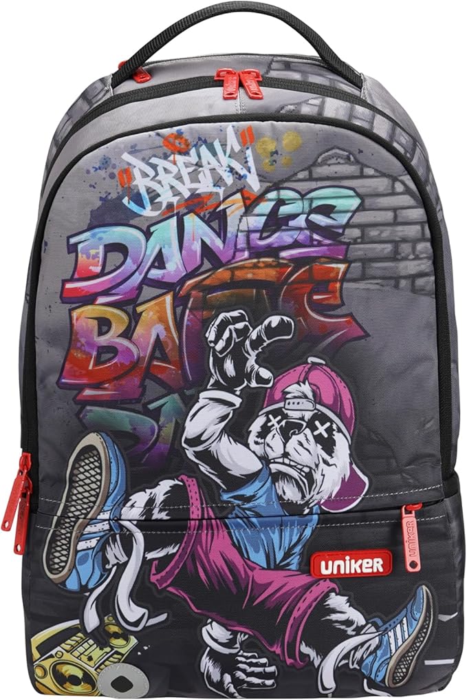 UNIKER Travel Laptop Backpack,Graffiti Backpack for Work,Designer Laptop Backpack for 15.6 Inch,Edgy College Backpack Computer Bag,Panda Break Dancer Hiphop