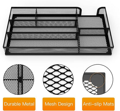 Desk Drawer Organizer, Metal Mesh Dividers Organizer (Blak-2P, Small)