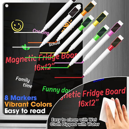 Acrylic Dry Erase Blackboard for Fridge Meal Planner Menu Board for Kitchen to do List Shopping List Grocery List Family Dinner Refrigerator Chore Chart Board 2024 Planning Board, Black